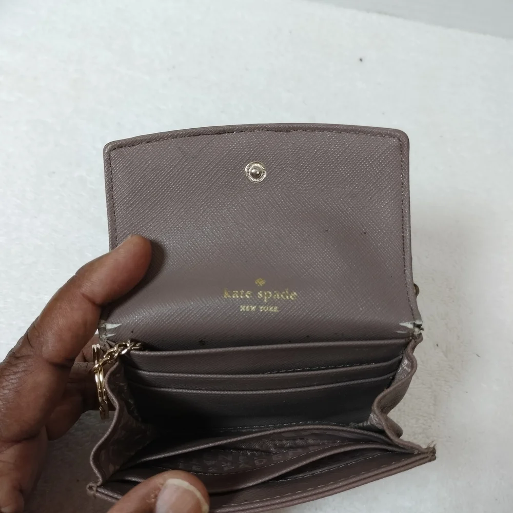 Kate Spade Taupe Brown Patent Leather Crossbody Shoulder Bag Chain Strap Purse